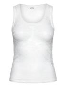 Monki Sheer Lace Sleeveless Tank Top Vit
