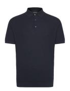 Lindbergh Black Knitted Cable Polo S/S Marinblå