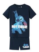 Name It Nmmarush Stitch Nreg Ss Nightset Wdi Marinblå