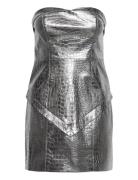 ROTATE Birger Christensen Embossed Pu Mini Dress Silver