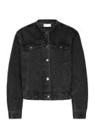 Gina Tricot Collarless Denim Jacket Svart