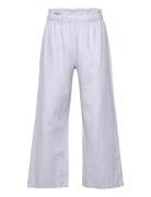 Lindex Trousers Wide Cropped Linen Blå