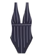 Lauren Ralph Lauren Badkläder Lrl Villa Stripe Banded V-Neck Swim Mari...