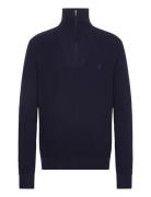 Polo Ralph Lauren Waffle Wool-Cotton Quarter-Zip Sweater Blå