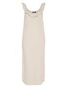 Pieces Pcsastina Sl Midi Dress Wvn Bc Beige