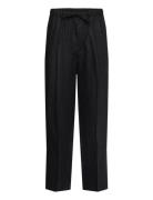 Weekday Loose Fit Straight Leg Linen Trousers Svart
