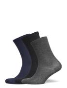 Mp Denmark Fine Cotton Rib Socks 3-Pack Grå
