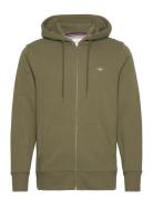 GANT Reg Shield Full Zip Hoodie Khaki Green