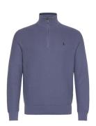 Polo Ralph Lauren Mesh-Knit Cotton Quarter-Zip Sweater Blå