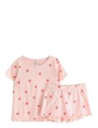 Lindex Pyjama Tee Shorts Strawberry Rosa
