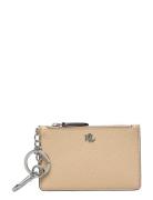 Lauren Ralph Lauren Crosshatch Leather Zip Card Case Rosa