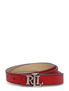Lauren Ralph Lauren Logo Reversible Crosshatch Skinny Belt Röd
