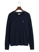 GANT Shield Cotton Cable C-Neck Marinblå