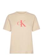 Calvin Klein Jeans Hero Ss Classic Monologo Cneck T Beige