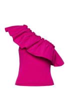 Mango Asymmetrical Top In Combined Fabric Rosa