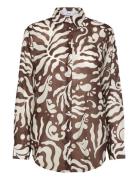 Mango Printed Cotton Shirt Brun