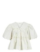Object Objhope S/S Re V-Neck Top E Div Vit