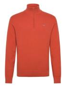 GANT Textured Cotton Half Zip Orange