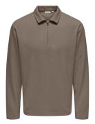 ONLY & SONS Onsnewkodyl Reg Half Zip Polo Sweat Vd Beige