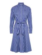 Polo Ralph Lauren Belted Wide-Stripe Cotton Shirtdress Blå