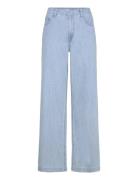 Mango Mid-Rise Wide Leg Denim Trousers Blå