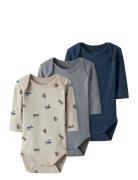 Name It Nbmbody 3P Ls Airplane Noos Marinblå