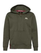 Alpha Industries Basic Zip Hoodie Small Logo Khaki Green