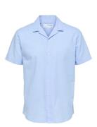 Selected Slhrelaxsun Shirt Ss Resort Blå