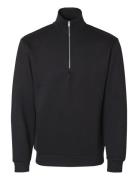 Selected Slhemanuel Soft Zip High Neck Sweat Noos Svart