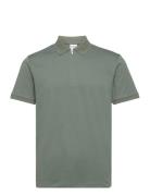 Selected Slhfave Zip Ss Polo Khaki Green