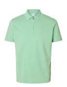 Selected Slhfave Zip Ss Polo Grön