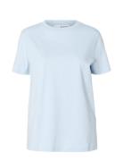 Selected Slfmyessential Ss O-Neck Tee Noos Blå