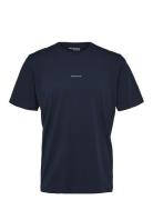Selected Slhaspen Print Ss O-Neck Tee W Noos Marinblå