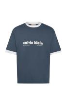Calvin Klein Jeans Ss Retro Logo Ringer 16S Rlxd Te Blå