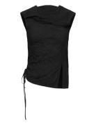 Hope Knot Top Black Crinkle-42 Svart