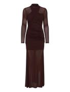 Bardot Veria Wrap Mesh Maxi Dress Brun