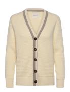 GANT Cotton Contrast Textured Cardigan Kräm