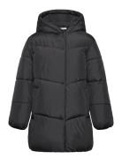 Mango Hood Quilted Coat Svart