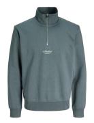 Jack & J S Jjesoho Sweat Quarter Zip Hn Noos Blå