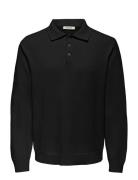 ONLY & SONS Onshope Rlx Ls Polo Knit Life Svart