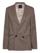 Mango Micro-Houndstooth Double-Breasted Jacket Burgundy