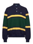 Polo Ralph Lauren Striped Fleece Long-Sleeve Polo Shirt Marinblå