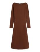 Tommy Hilfiger 5X2 Rib Flare Midi Dress Ls Brun