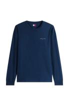 Tommy Jeans Tjm Slim Chest Linear Ls Tee Ext Marinblå