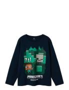 Name It Nkmac Minecraft Ls Nreg Top Box Noos Bfu Marinblå