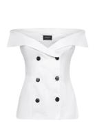 Bardot Eliora Button Front Linen Top Vit