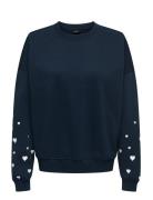 JDY Jdymesa Life L/S O-Nk Emb Sweat Jrs Noos Marinblå