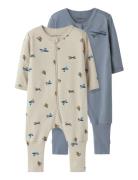 Name It Nbmnightsuit 2P Zip Ff Airplane Noos Blå