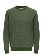 ONLY & SONS Onsmorgan 12 Structure Crew Knit Noos Khaki Green