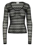 Kaffe Kalorinda Ls Lace T-Shirt Svart